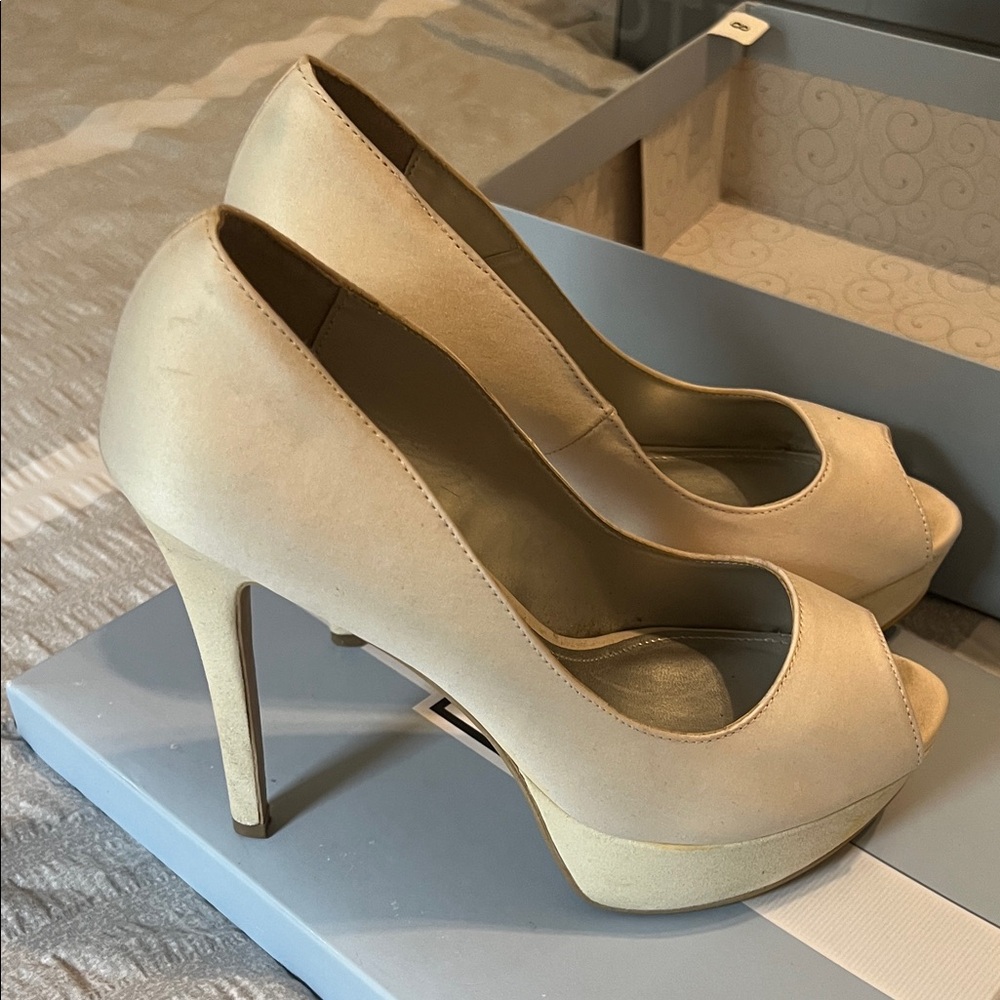 Chic Cream Peep-Toe Heels